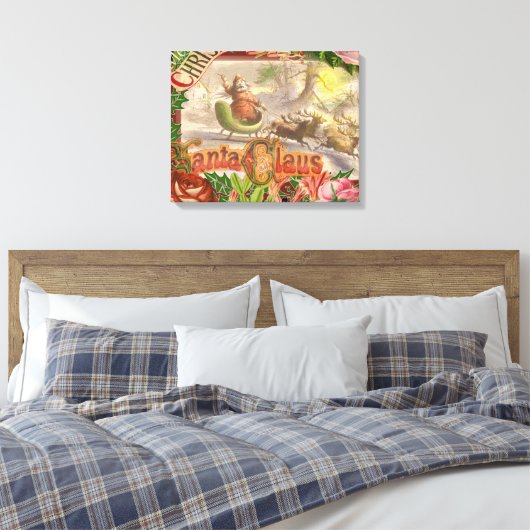 Vintage kerstkerstkerstkerstkerstman Slaapes Canvas Afdruk (Insitu (Slaapkamer))