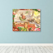 Vintage kerstkerstkerstkerstkerstman Slaapes Canvas Afdruk (Insitu (Houten vloer))