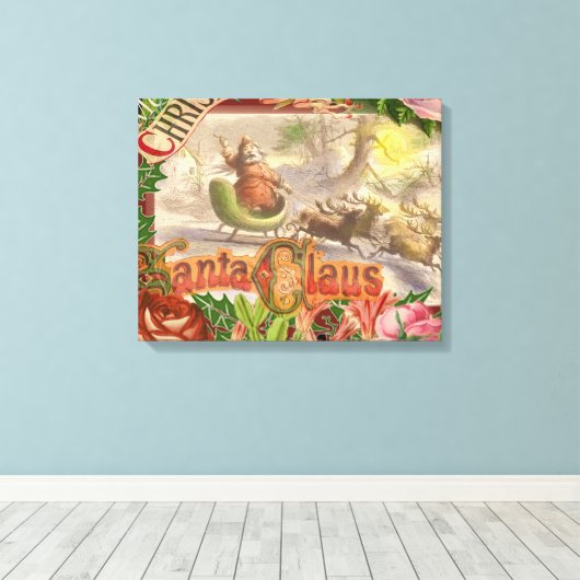Vintage kerstkerstkerstkerstkerstman Slaapes Canvas Afdruk (Insitu (Houten vloer))