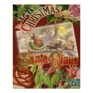 Vintage kerstkerstkerstkerstkerstman Slaapes Poster