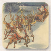 Vintage kerstkerstkerstkerstkerstman, Sleigh met r Bier Onderzetter (Voorkant)