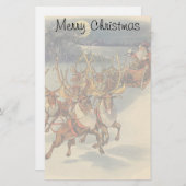 Vintage kerstkerstkerstkerstkerstman, Sleigh met r Briefpapier (Voorkant / Achterkant)