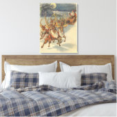 Vintage kerstkerstkerstkerstkerstman, Sleigh met r Canvas Afdruk (Insitu (Slaapkamer))