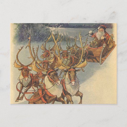 Vintage kerstkerstkerstkerstkerstman, Sleigh met r Feestdagenkaart (Voorkant)