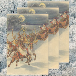 Vintage kerstkerstkerstkerstkerstman, Sleigh met r Inpakpapier Vel