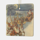 Vintage kerstkerstkerstkerstkerstman, Sleigh met r Keramisch Ornament (Links)