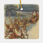 Vintage kerstkerstkerstkerstkerstman, Sleigh met r Keramisch Ornament (Voorkant)