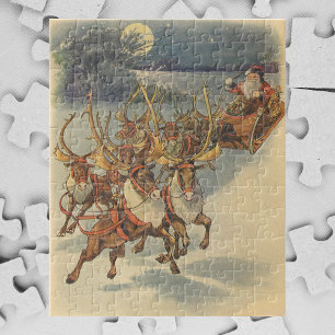 Vintage kerstkerstkerstkerstkerstman, Sleigh met r Legpuzzel