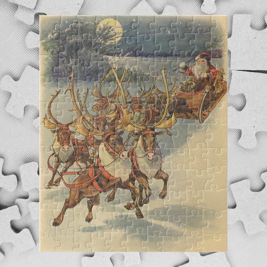Vintage kerstkerstkerstkerstkerstman, Sleigh met r Legpuzzel