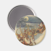 Vintage kerstkerstkerstkerstkerstman, Sleigh met r Magneet (Voorkant / Achterkant)