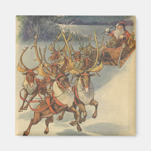 Vintage kerstkerstkerstkerstkerstman, Sleigh met r Magneet