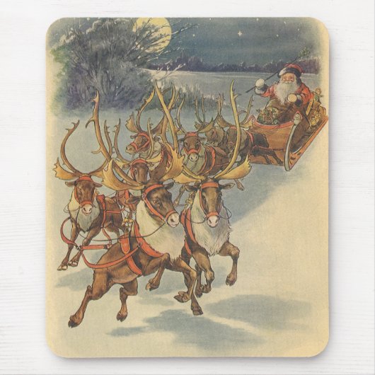 Vintage kerstkerstkerstkerstkerstman, Sleigh met r Muismat (Voorkant)