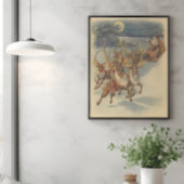 Vintage kerstkerstkerstkerstkerstman, Sleigh met r Poster