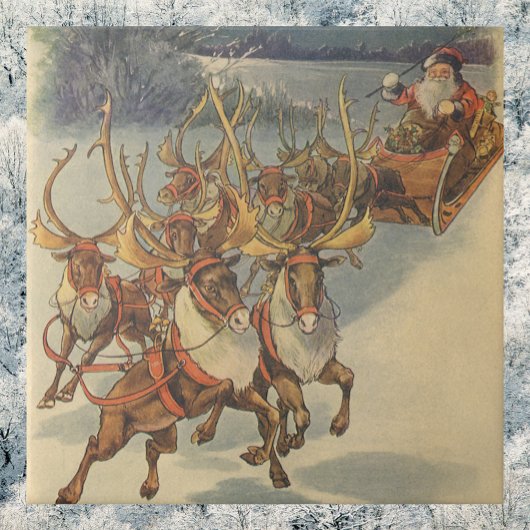 Vintage kerstkerstkerstkerstkerstman, Sleigh met r Tegeltje