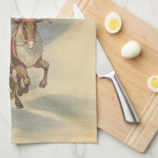 Vintage kerstkerstkerstkerstkerstman, Sleigh met r Theedoek (Quarter Fold)