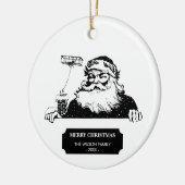 Vintage kerstkerstkerstkerstkerstman zwart wit keramisch ornament (Links)