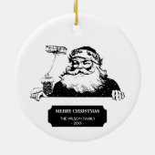Vintage kerstkerstkerstkerstkerstman zwart wit keramisch ornament (Achterkant)