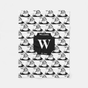 Vintage kerstkerstkerstkerstkerstman zwart wit mon fleece deken