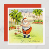 Vintage kerstkerstkerstkerstkerstmangolfing uit Ca Feestdagenkaart (Voorkant / Achterkant)