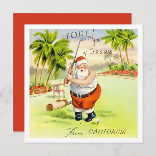 Vintage kerstkerstkerstkerstkerstmangolfing uit Ca Feestdagenkaart (Voorkant / Achterkant)