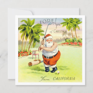 Vintage kerstkerstkerstkerstkerstmangolfing uit Ca Feestdagenkaart