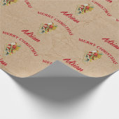 Vintage kerstkerstkerstkerstman - Aangepaste naam  Cadeaupapier (Hoek)