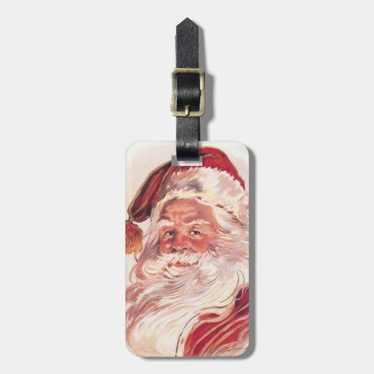 Vintage kerstkerstkerstkerstman bagagelabel (Voorkant verticaal)