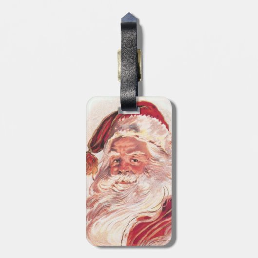 Vintage kerstkerstkerstkerstman bagagelabel (Achterkant verticaal)