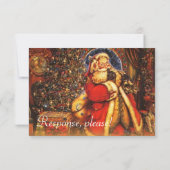 Vintage kerstkerstkerstkerstman bruiloft RSVP Kaartje (Achterkant)