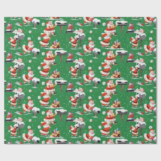 Vintage kerstkerstkerstkerstman cadeaupapier (Vlak)