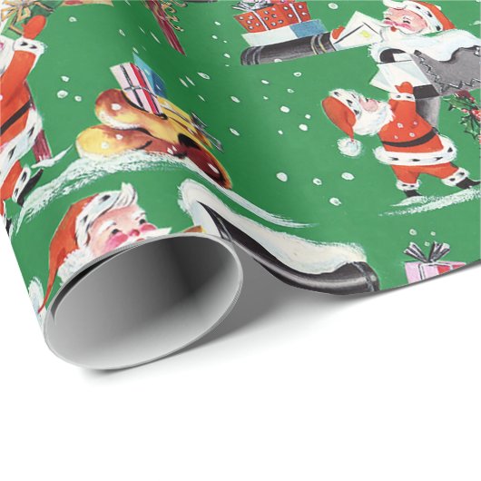 Vintage kerstkerstkerstkerstman cadeaupapier (Rol Hoek)