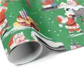 Vintage kerstkerstkerstkerstman cadeaupapier (Rol Hoek)