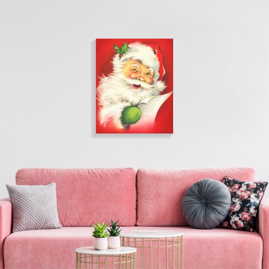 Vintage kerstkerstkerstkerstman canvas afdruk (Insitu (Woonkamer))