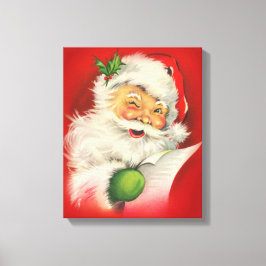 Vintage kerstkerstkerstkerstman canvas afdruk
