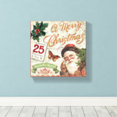 Vintage kerstkerstkerstkerstman canvas afdruk (Insitu (Houten vloer))
