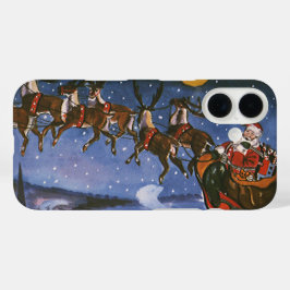 Vintage kerstkerstkerstkerstman die zijn buikdij v iPhone 16 hoesje