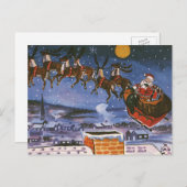 Vintage kerstkerstkerstkerstman die zijn buikdij v feestdagenkaart (Voorkant / Achterkant)