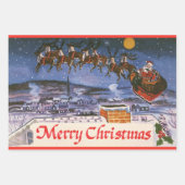 Vintage kerstkerstkerstkerstman die zijn buikdij v inpakpapier vel (Voorkant 2)