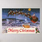 Vintage kerstkerstkerstkerstman die zijn buikdij v poster (Voorkant)