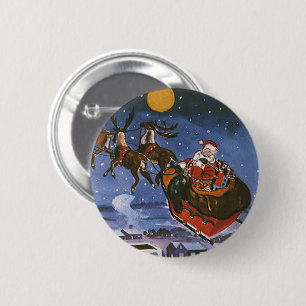 Vintage kerstkerstkerstkerstman die zijn buikdij v ronde button 5,7 cm