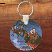Vintage kerstkerstkerstkerstman die zijn buikdij v sleutelhanger (Voorkant)