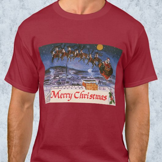 Vintage kerstkerstkerstkerstman die zijn buikdij v t-shirt