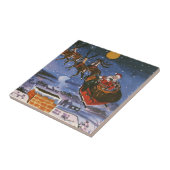 Vintage kerstkerstkerstkerstman die zijn buikdij v tegeltje (Zijkant)