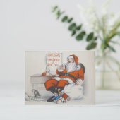 Vintage Kerstkerstkerstkerstman Enjoys Milk Feestdagenkaart (Staand voorkant)