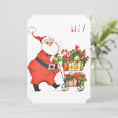 Vintage kerstkerstkerstkerstman feestdagenkaart (Staand voorkant)