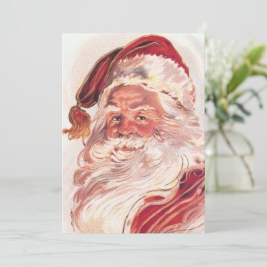 Vintage kerstkerstkerstkerstman feestdagenkaart (Staand voorkant)