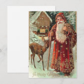 Vintage kerstkerstkerstkerstman feestdagenkaart (Voorkant / Achterkant)