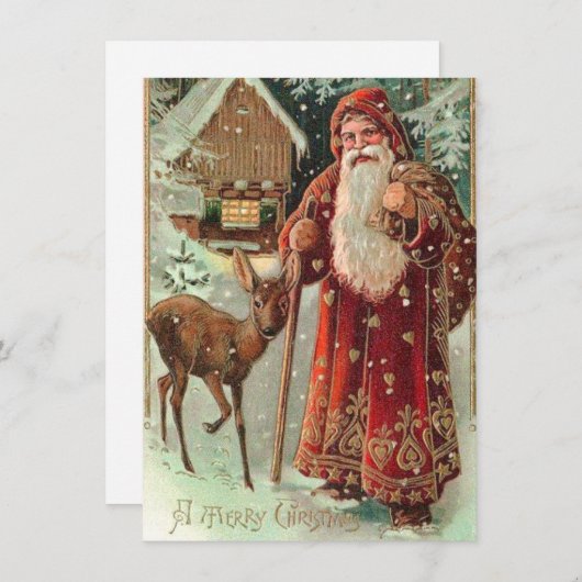 Vintage kerstkerstkerstkerstman feestdagenkaart (Voorkant / Achterkant)