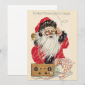 Vintage kerstkerstkerstkerstman feestdagenkaart (Voorkant / Achterkant)