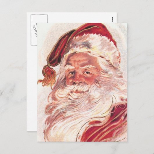 Vintage kerstkerstkerstkerstman feestdagenkaart (Voorkant / Achterkant)